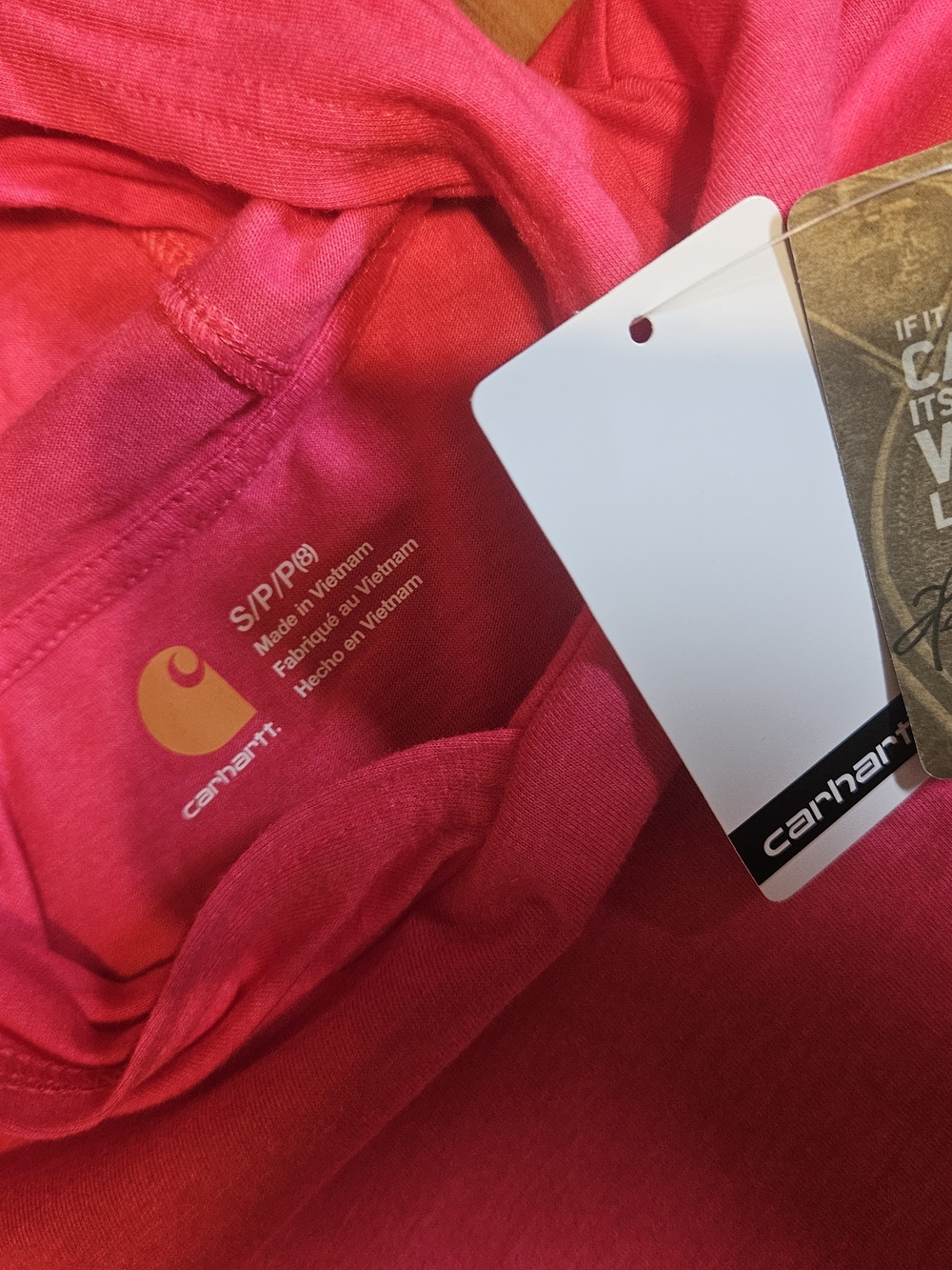 Carhartt Girls Pink Long Sleeve Hooded Tee with White Graphic - Picture 4 of 4